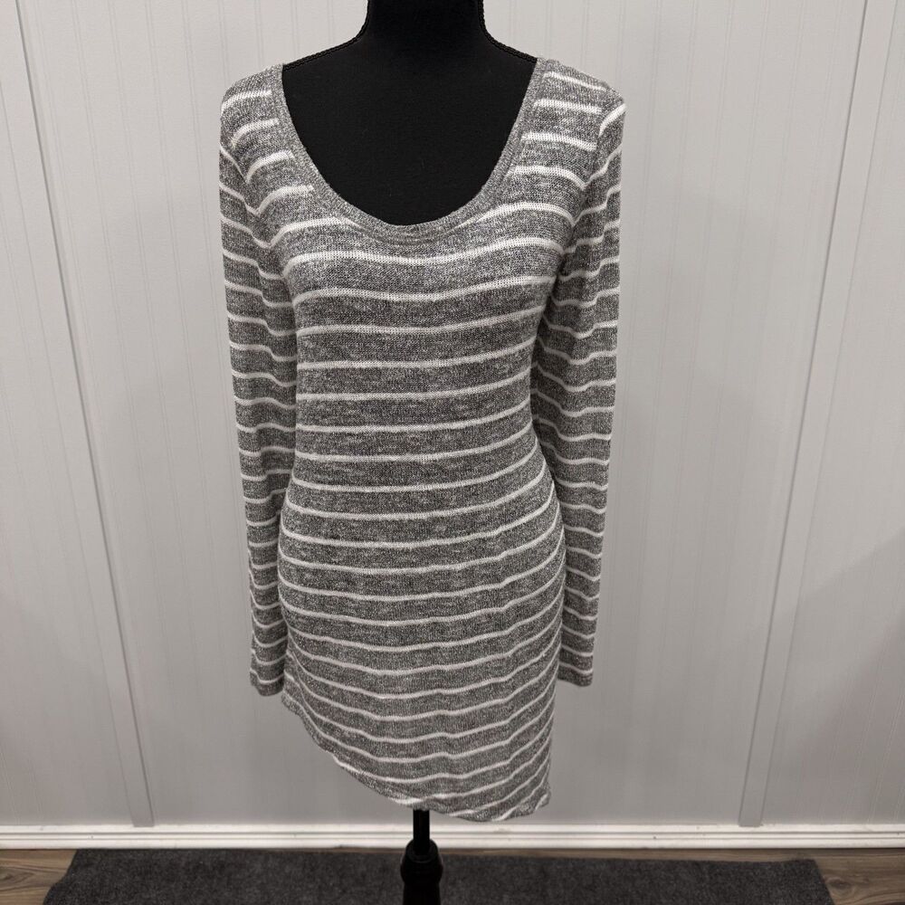 Lane Bryant Dress 14/16 L XL Metallic Shimmer Striped Asymmetric Hem Long Sleeve - Picture 1 of 7
